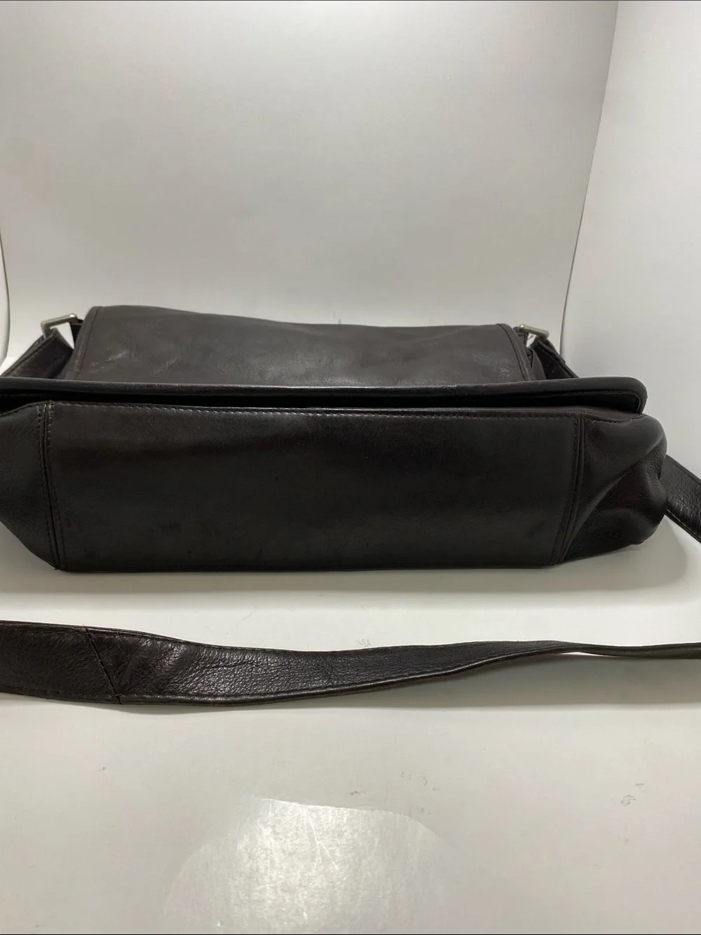 Frye Dark Brown Leather Messenger Bag with Adjustable Strap
